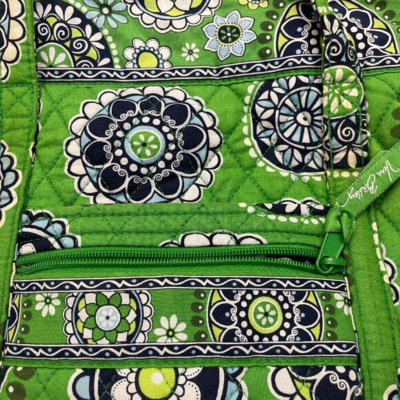Vera Bradley Floral Circle Green/Navy Shoulder Tote Bag 12"x11"! - Picture 2 of 4